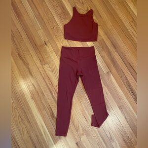 Red Athleta Leggings and Top Set